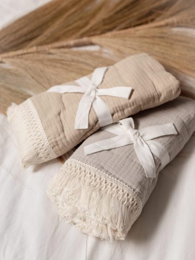 hydrofiele doek [taupe] met franjes