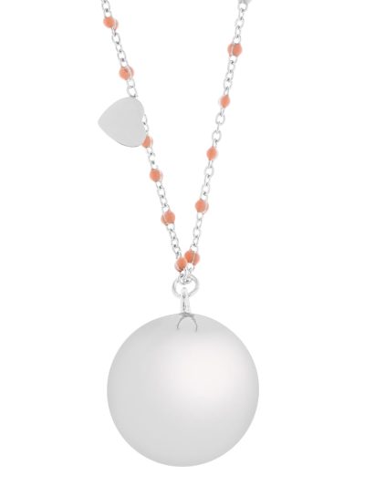 Fine silver/pink | Bola zwangerschapsketting [ID-490]