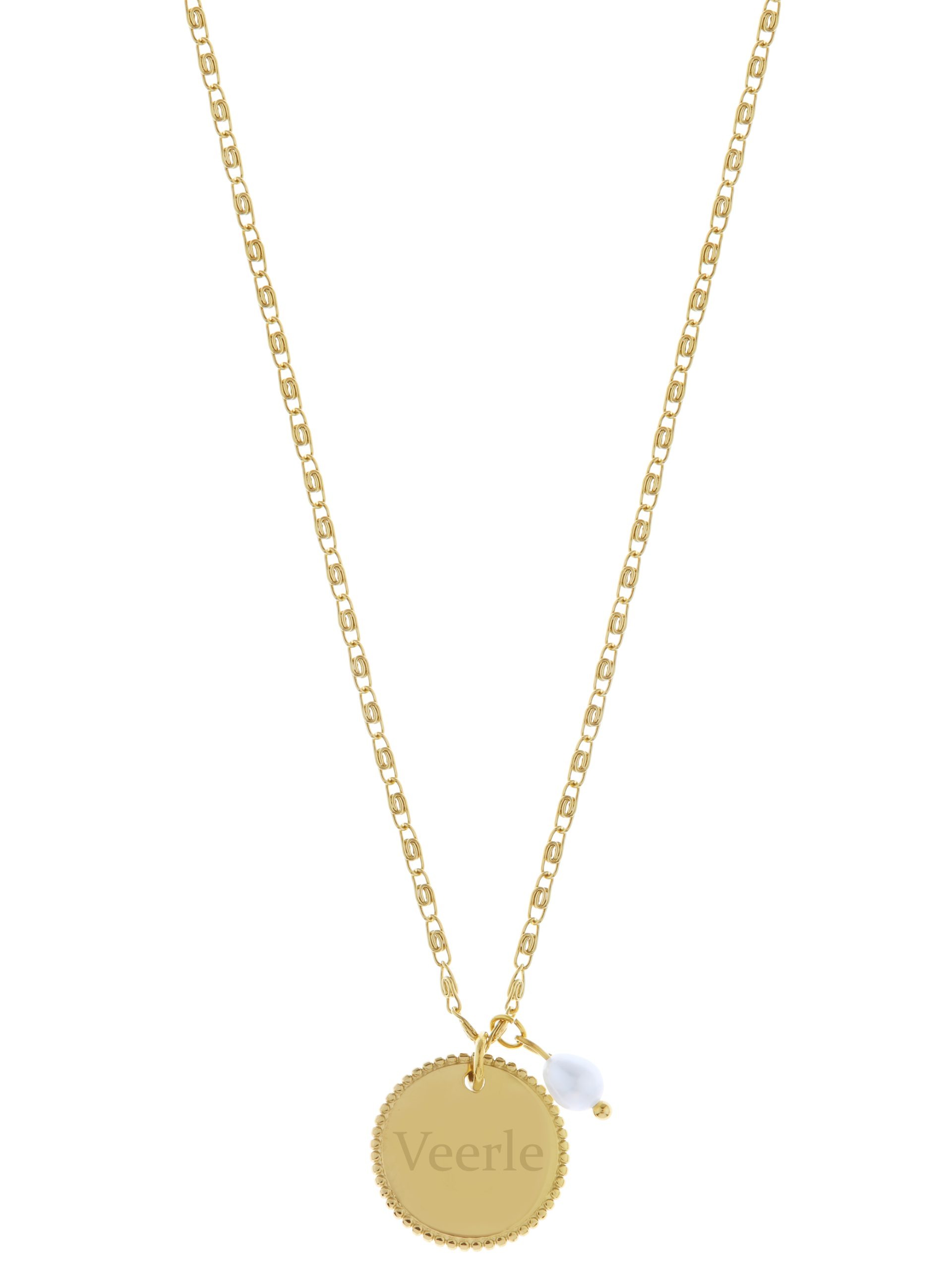 Schakelketting met parel - gegraveerde sieraden